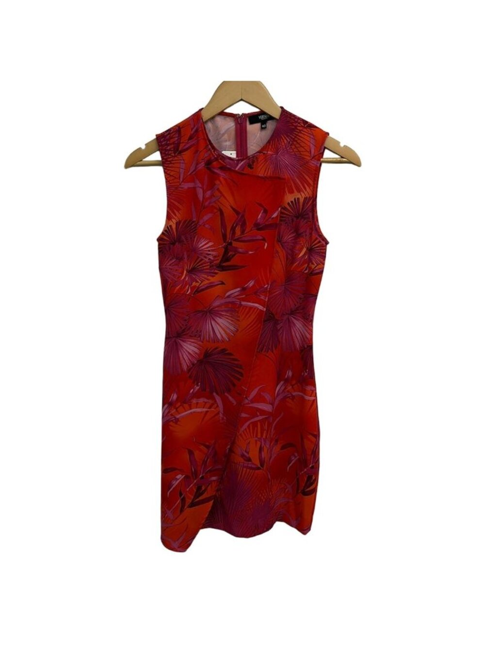 Versace Versus Dress 40 M Red Dark Yellow Crew Neck Sleeveless Knee Length